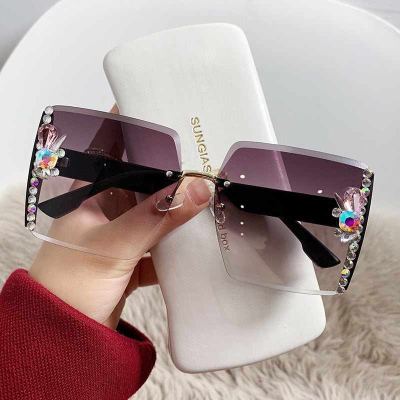 Y2k Luxus-Sonnenbrille mit Diamanten