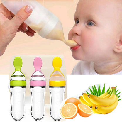 Safe Silicone Bottle With Spoon Food