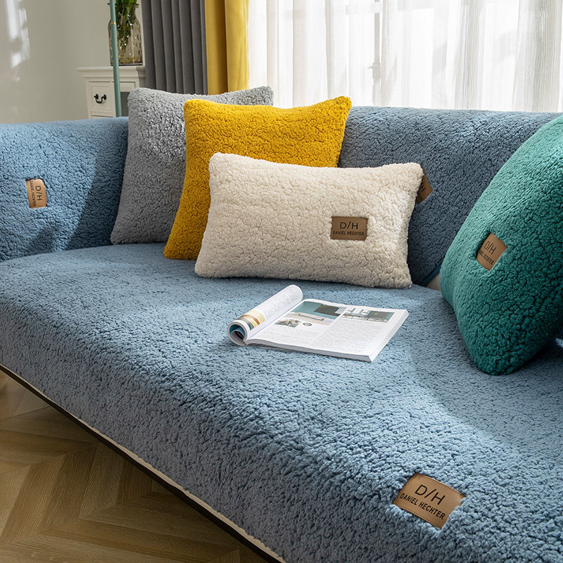 Moderne Sofabezüge aus fester Wolle für Wohnzimmer Anti-Rutsch-Couchbezug