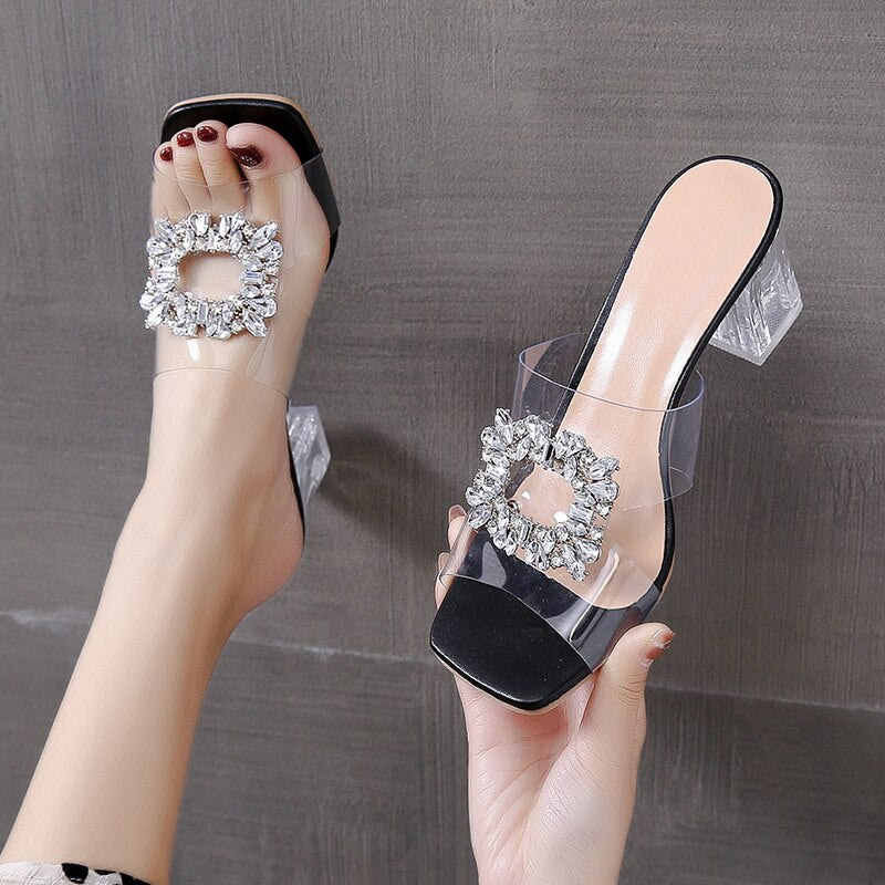 Crystal Shoes Mid Heels