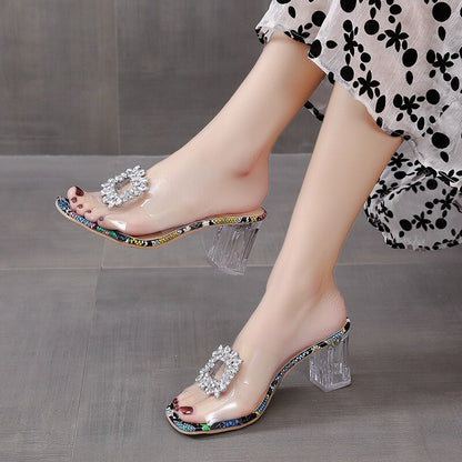 Crystal Shoes Mid Heels