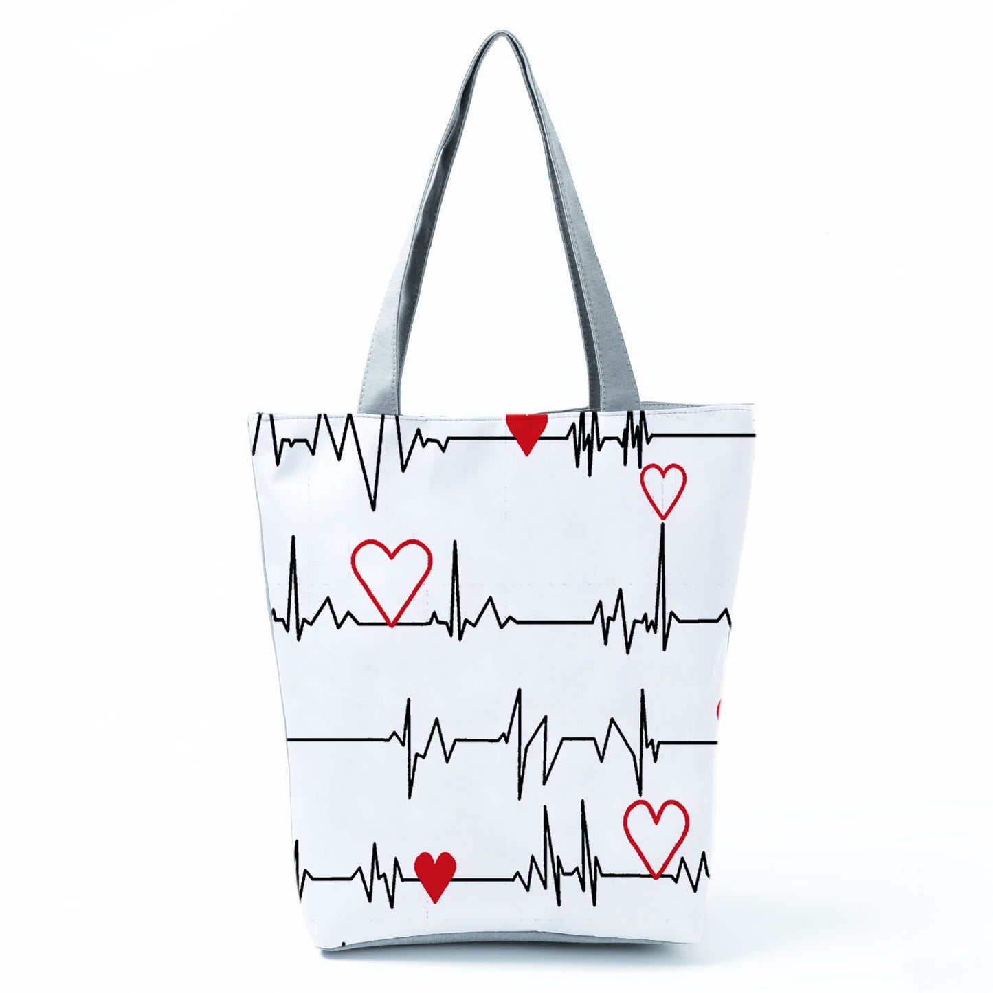 Electrocardiogram Print Shoulder Bags